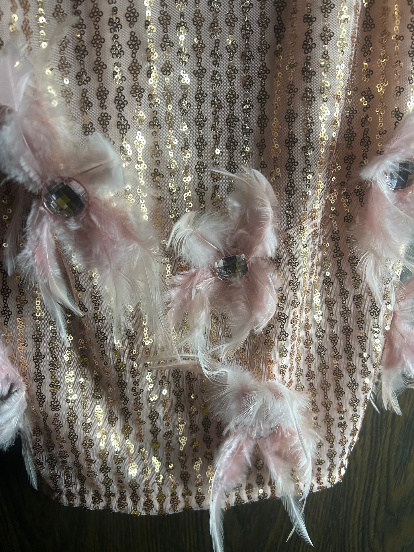 Pink Sequins Feather Dress